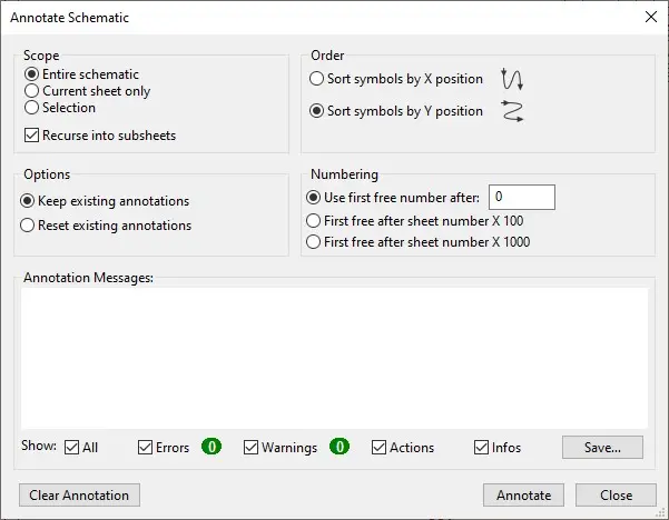 「Annotate Schematic」頁面