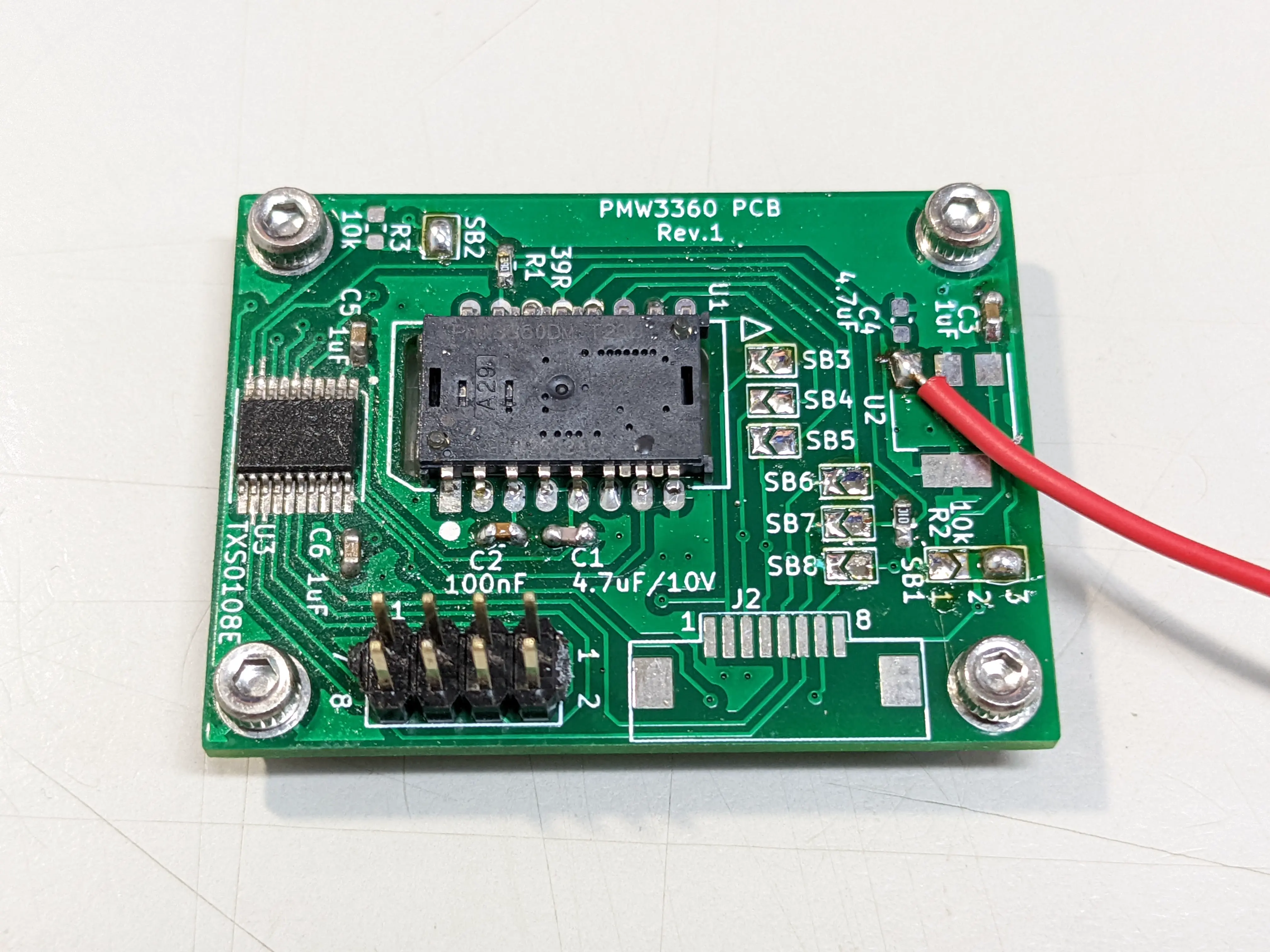 早期設計的軌跡球感測器 PCB