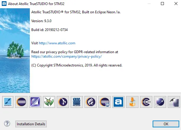 ▲ 本文使用之TrueSTUDIO為Version：9.3.0；Build id：20190212-0734。